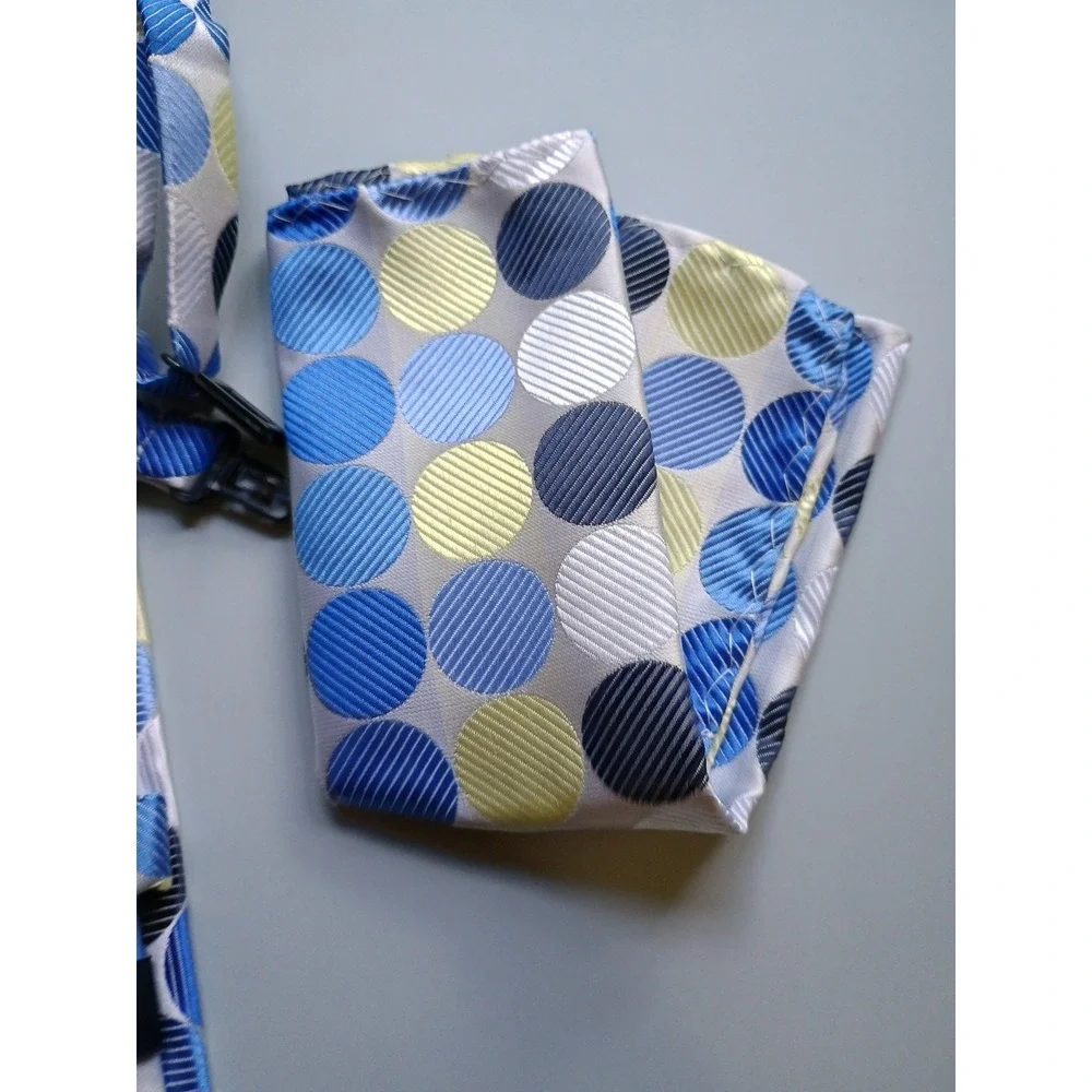 Boys‎ Easy Zipper Tie / Pocket Square Set (One Size) Polka Dots Circles Blues